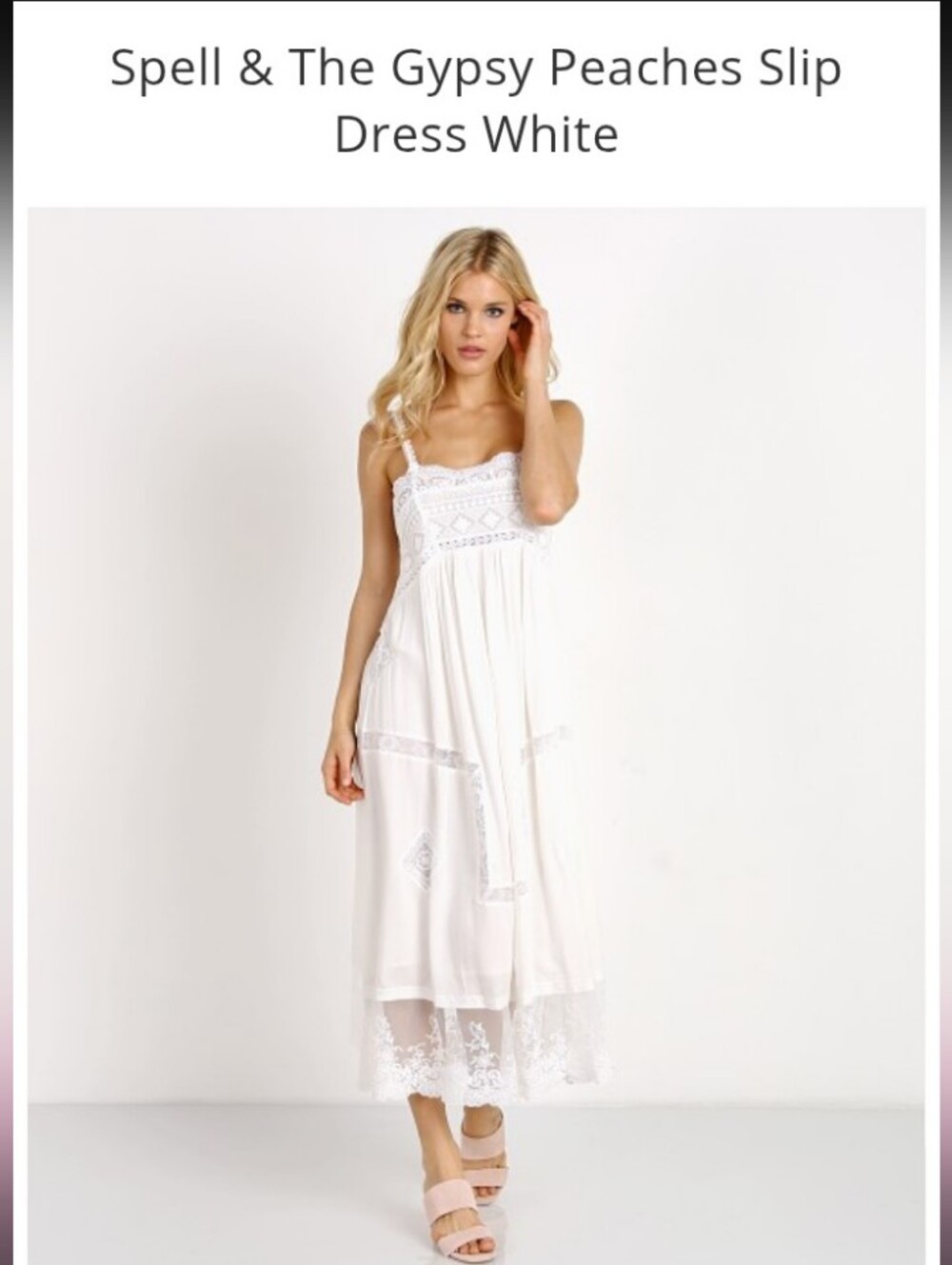 Spell Peaches White Slip Dress XS